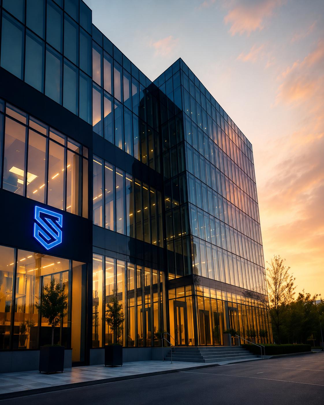 Modernes Bürogebäude als Symbol für Sicherheitsdienstleistungen