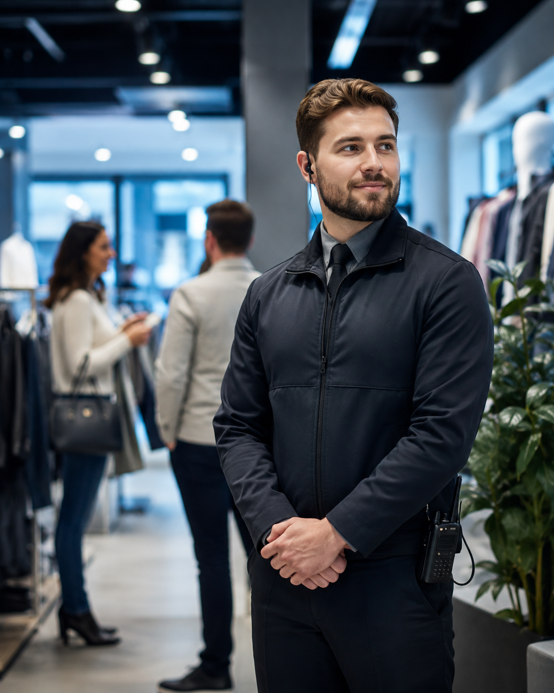 Professioneller Sicherheitsmitarbeiter im Einzelhandel