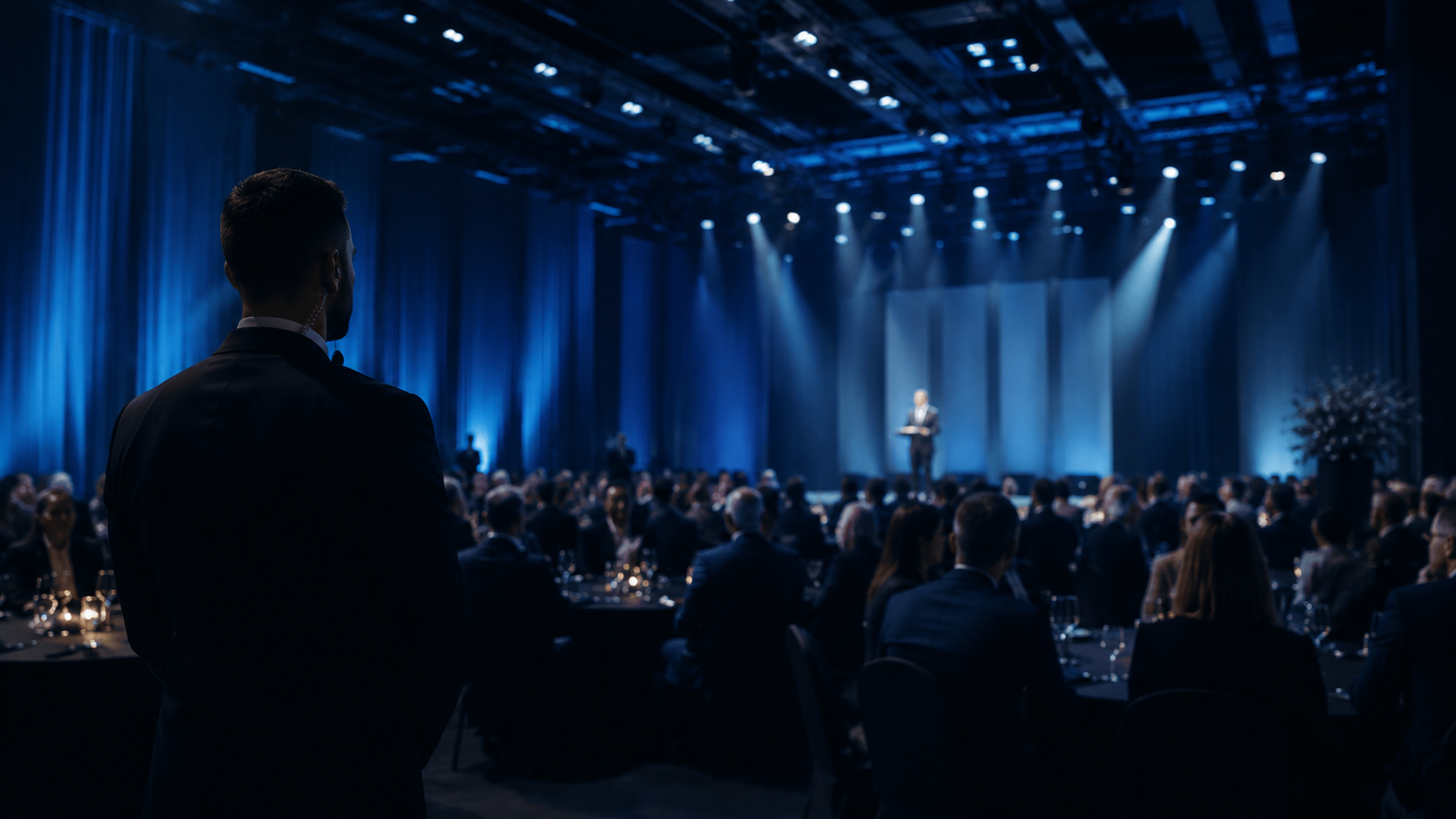 Firmenveranstaltung mit Bühne und Licht
